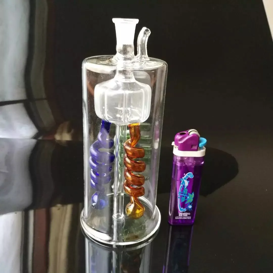 Three-spiral color hoses , Unique Oil Burner Glass Bongs Pipes Water Pipes Glass Pipe Oil Rigs Smoking with Dropper