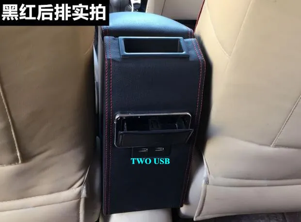 Hochwertige multifunktionale Autokonsolenbox, Armlehnenbox, Aufbewahrungsbox aus Leder mit USB für Toyoyta Vios, Yaris 2014–2017