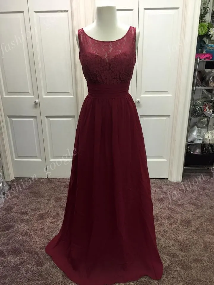 long wine colored bridesmaid dresses Wine Red Long Prom Dress with Notched Neckline Wine / 4 main image 0