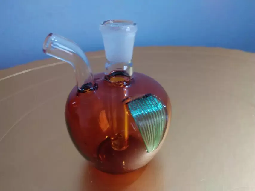 Små röda äpple huvor glas bongs tillbehör, färgstarka rör rökning krökta glasrör oljebrännare rör vattenrör DAB rigg glas bongs