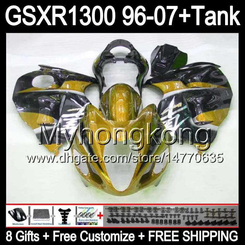 8Gift Gloss Yellow do Suzuki Hayabusa GSXR1300 96 97 98 99 00 01 13MY21 GSXR 1300 GSX-R1300 GSX R1300 02 03 04 05 06 07 Gloss Black Fairing