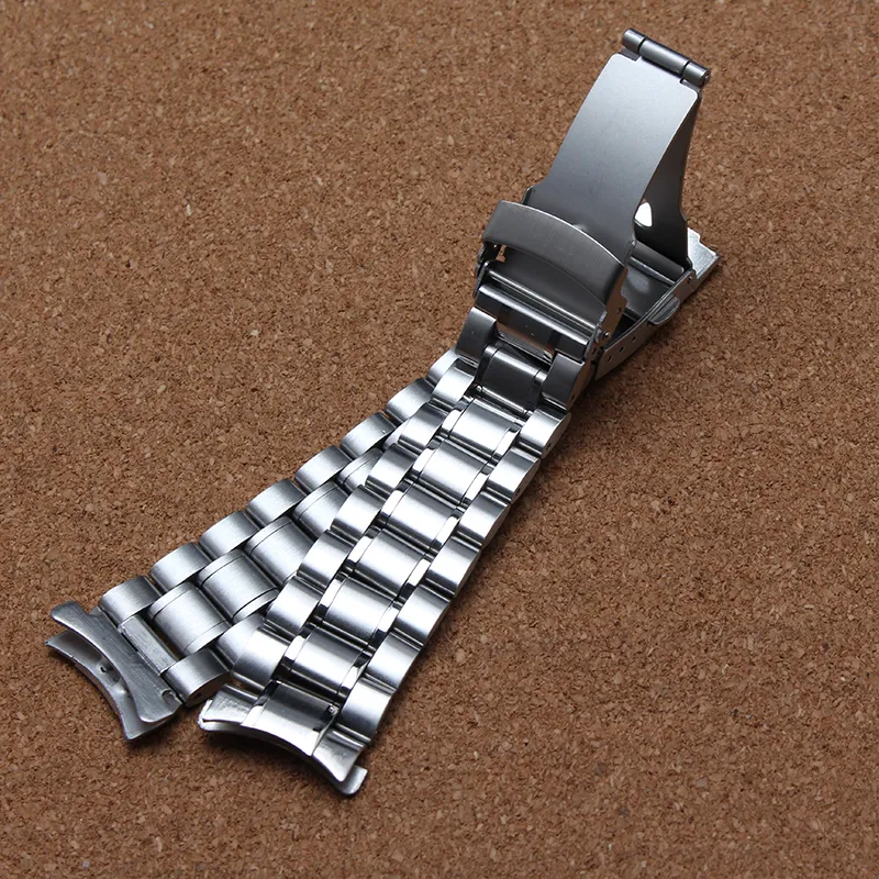 Wysokiej Jakości Matowy i Polski Zakrzywione Końce Stałe Zegarek Ze Stali Nierdzewnej Męska Pasek 18mm 20mm 20mm 22mm 24mm Metalowe Akcesoria Watchband Brolelete