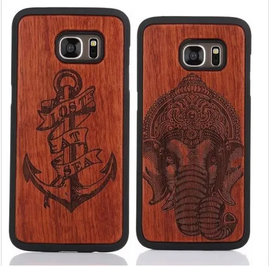 Lage Prijs Creatieve Houtsnijwerk Case Voor Samsung Galaxy S5 S6 S7 Edge S8 Plus Telefoon Cover Cases Slanke Wood Phone Case voor iPhone 6 6S Plus 7