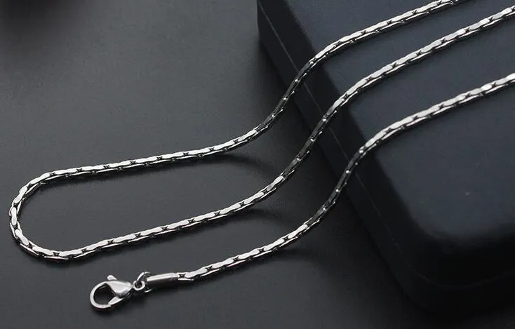 Breite 0,8 mm/1,0 mm/1,2 mm 316L Super Thin Slim Lady's Tiny Polishing Stainless Steel Square Cardano Bamboo Chain Necklace 18