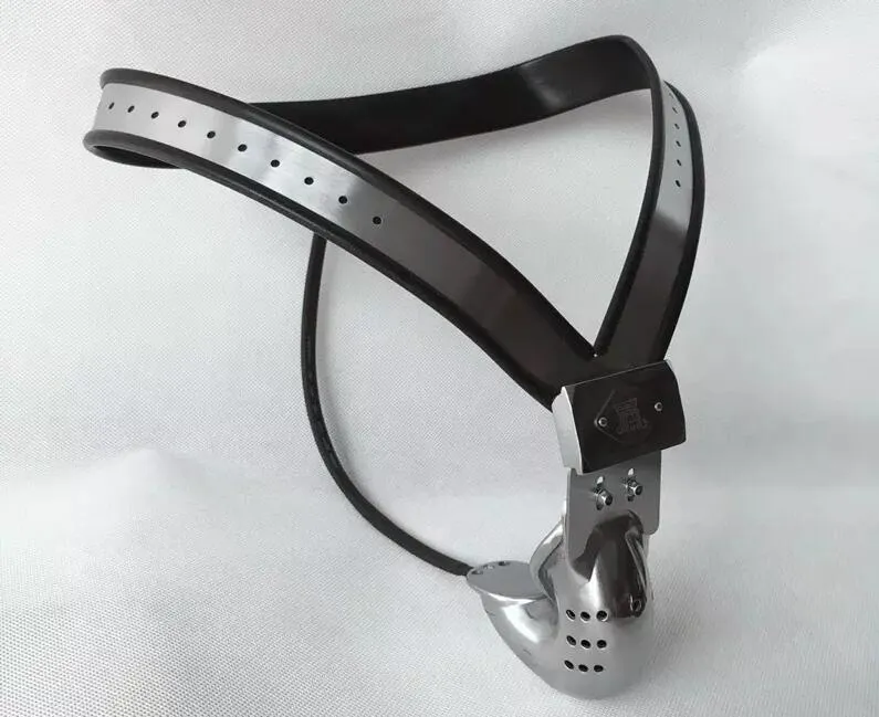 Dispositivo de Castidad masculina EMCC, cinturón ajustable de acero inoxidable, jaula para pene, Juguetes sexuales para hombres