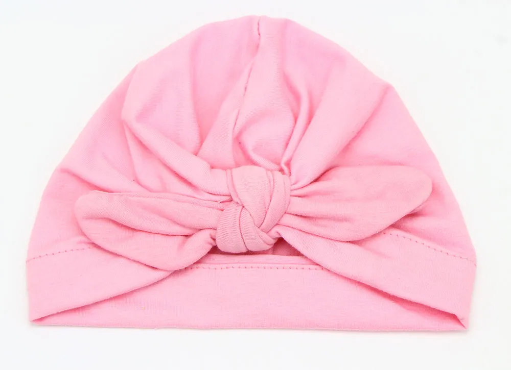 Moda Bebê Chapéus Crianças Menina Coelho Orelha Chapéu Turbante Bowknot Cabeça Wraps Chapéus 9 Cores Algodão Infantil Chapéus Crianças Inverno Beanie Crianças Headwear