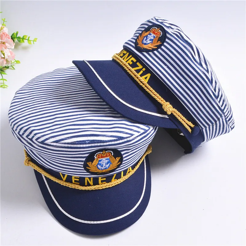 New Striped Navy Cap for Adult Children Fashion Military Captain Hats Caps Women Men Boys Girls Sailor Hats Army Naval Caps berets