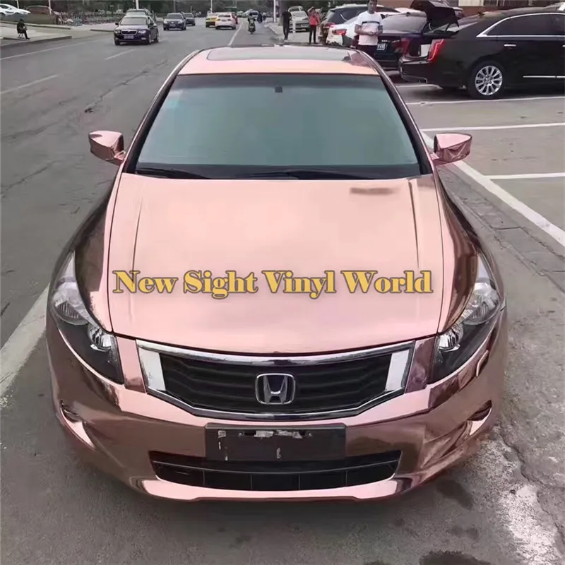 Högkvalitativ Rose Gold Car Vinyl Wrap Chrome Car Body Wrapping Film för bil styling bubbla fri
