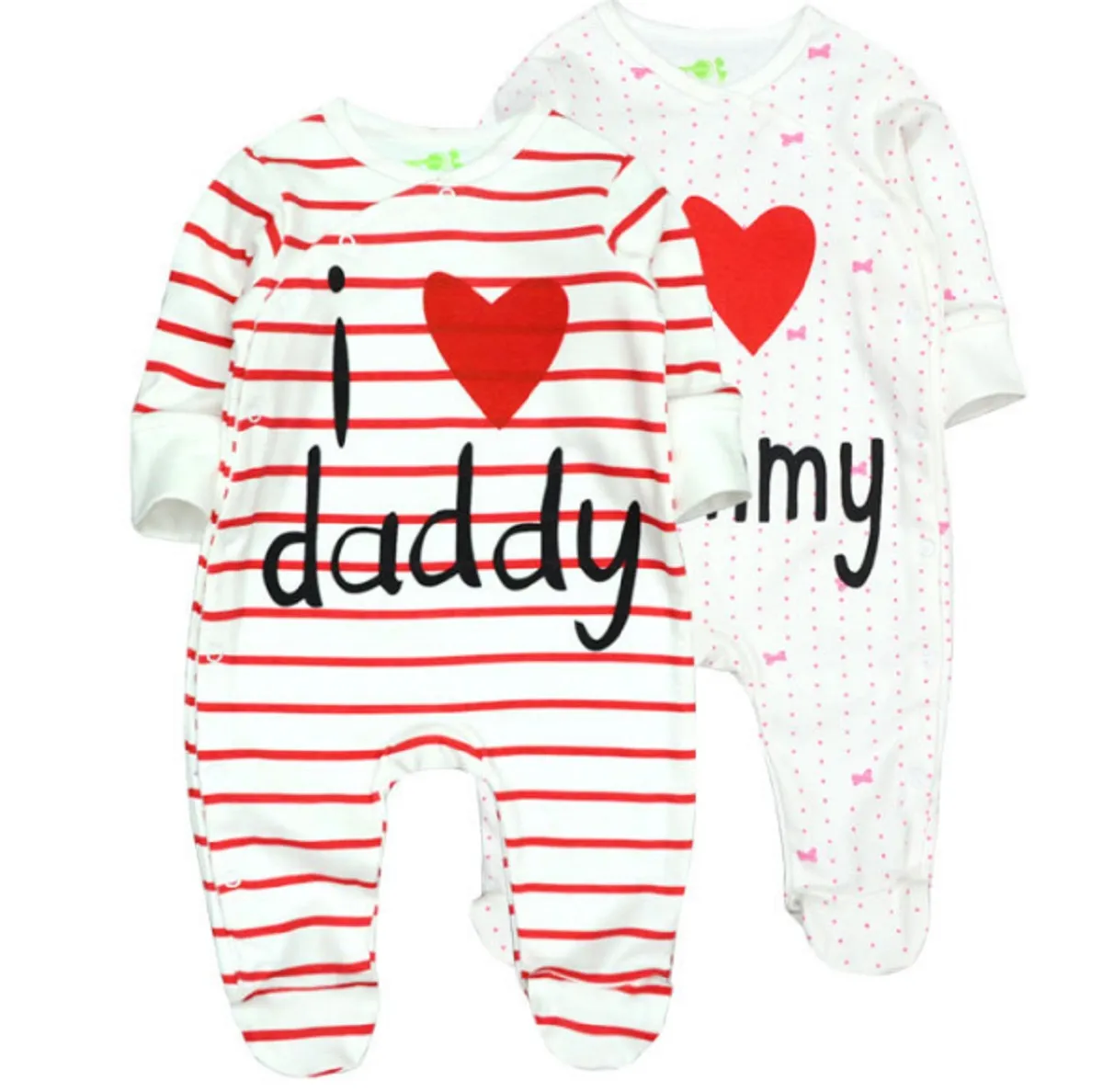 Детская одежда Я люблю DaddyMummy 100% чистый хлопок Детские ползунки унисекс - новорожденный органический хлопок (0-12 месяцев)