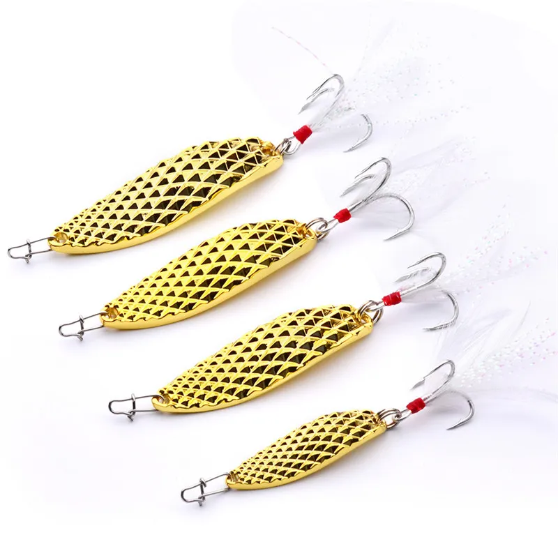 Hot Athificial Metal Spoon Fiske Baits 5g 10g 15g 20g Silver / Guld Spinnerbaits Vib Blades Lure Spinner Bait