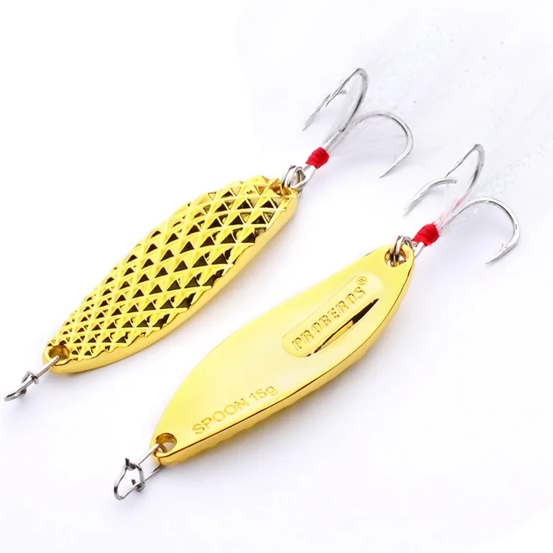 Hot Athificial Metal Spoon Fiske Baits 5g 10g 15g 20g Silver / Guld Spinnerbaits Vib Blades Lure Spinner Bait