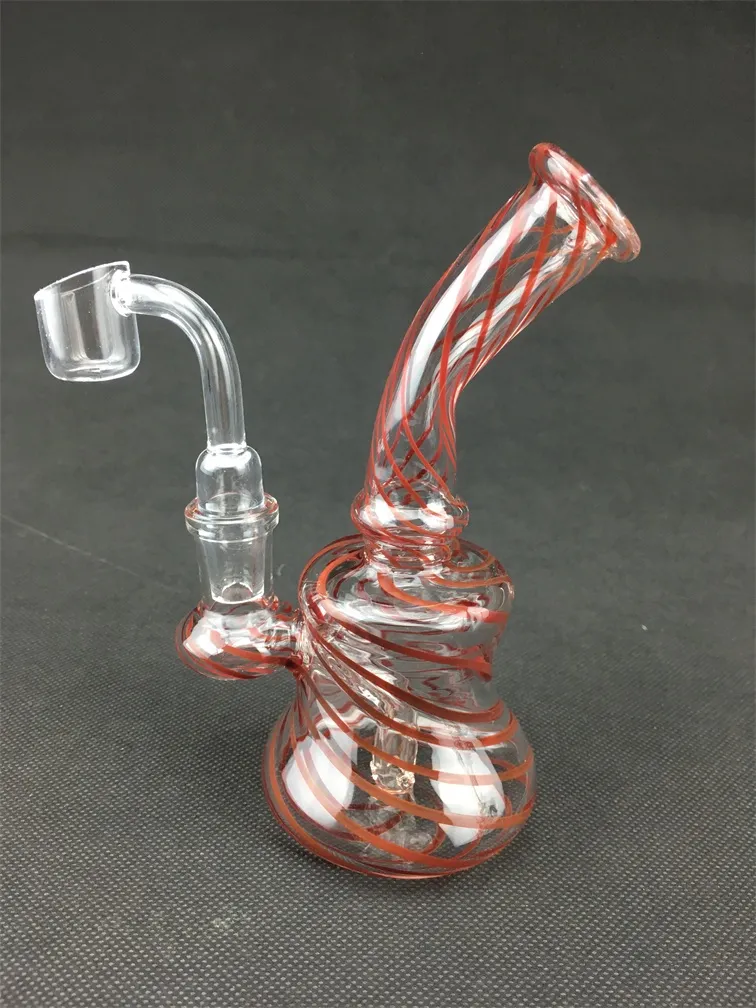 Glass hookah grid stripe oil rig bong, smoking pipe, 14mm joint factory outlet