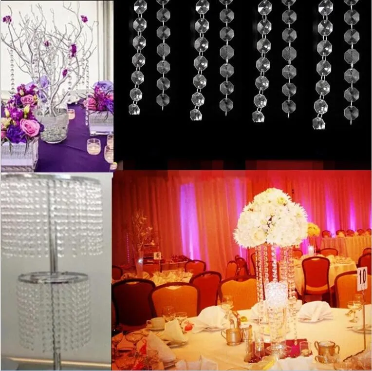 66 Ft Crystal Garland Strands Claro Acrílico Cadeia De Cadeia De Casamento De Casamento De Casamento Decoração De Casamento