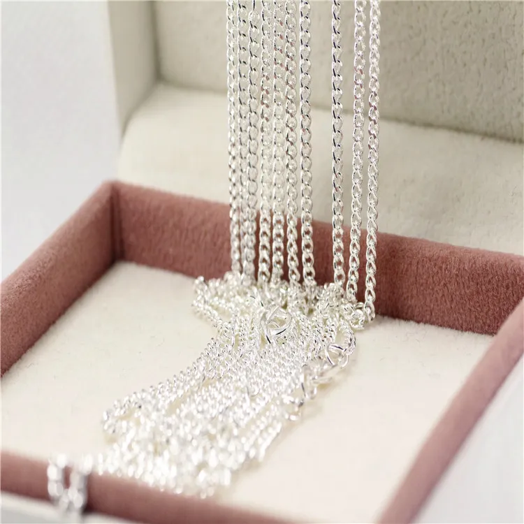 2017 New Factory Sale 16"-30" Genuine Solid 925 Sterling Silver Fashion Curb Necklace Chain Jewelry with Lobster Clasps