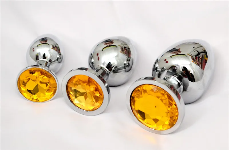 Perline di bottino con plug anale in metallo in acciaio inossidabile con gioielli in cristallo, giocattoli adulti. Ogni set include piccolo, medio e grande