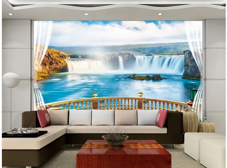 Personalizzato qualsiasi dimensione Waterfall TV murale 3d carta da parati 3d carte da parati tv sullo sfondo