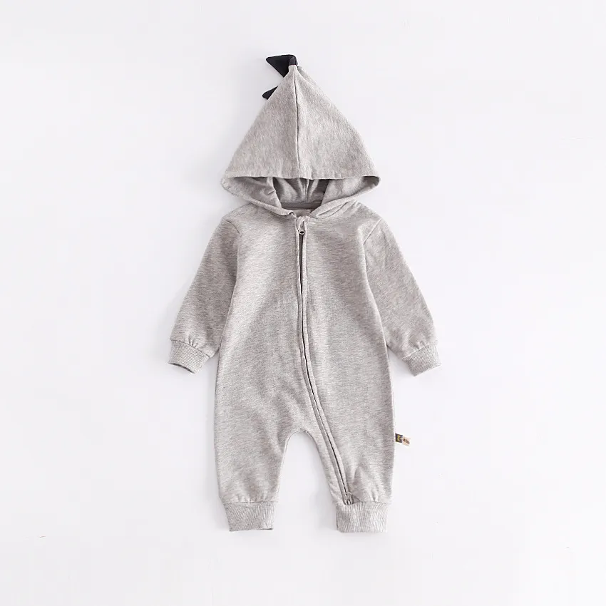 Herfst Zuigeling Baby Cartoon Dinosaurus Rompertjes Lange Mouwen Hooded Katoen Klim Kleding Jongens Meisjes Kinderen Overalls Rompertjes 13349