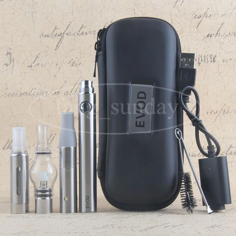 Super Dry Herb Vaporizer Electronic Cigarettes eGo 3 in 1 Starter Kit with Herbal Wax Eliquid Vaporizer Pen Evod Battery Free Shipping