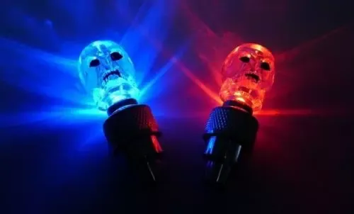 Skull MIX LED Flash Light Neon Lamp Night Bike Car Tire Tyre Wheel Valve Caps , free ship