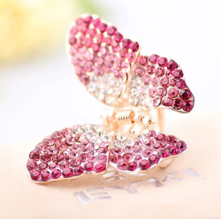 Women Full filled Crystal Rhinestone Hair Claw Butterfly Hair Clamps Hairpins Accessories Luxury hair jewelry for Girls gift free ship