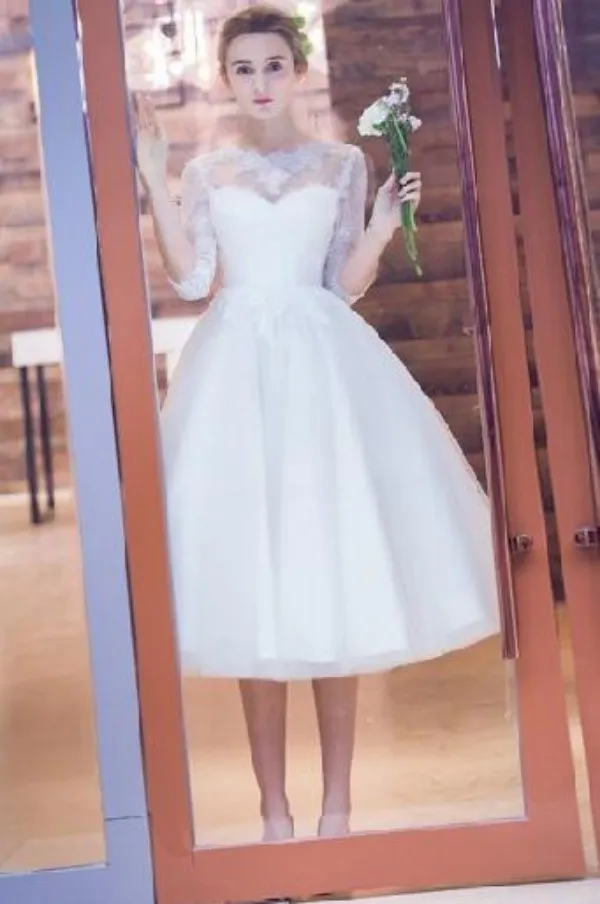 Second Marriage Wedding Wedding Dress 40 Strapless Dress Tea Length White Dresses For Wedding Reception Charming Short Lace Bridal Gowns Knee Length Second Marriage Wedding Wedding Dress 40 Strapless Dress Tea Length White Dresses For Wedding Reception Charming Short Lace Bridal Gowns Knee Length