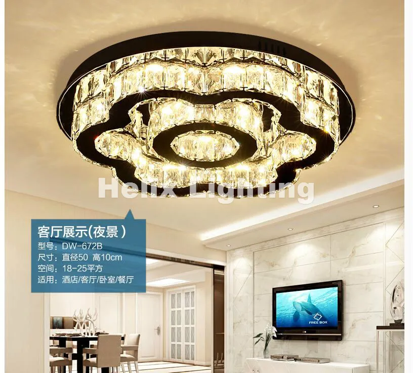 Art decration D50cm 90-265V Modern Hot Sale Floral Style Design LED Crystal Ceiling Lamp Luster LED Crystal Lights