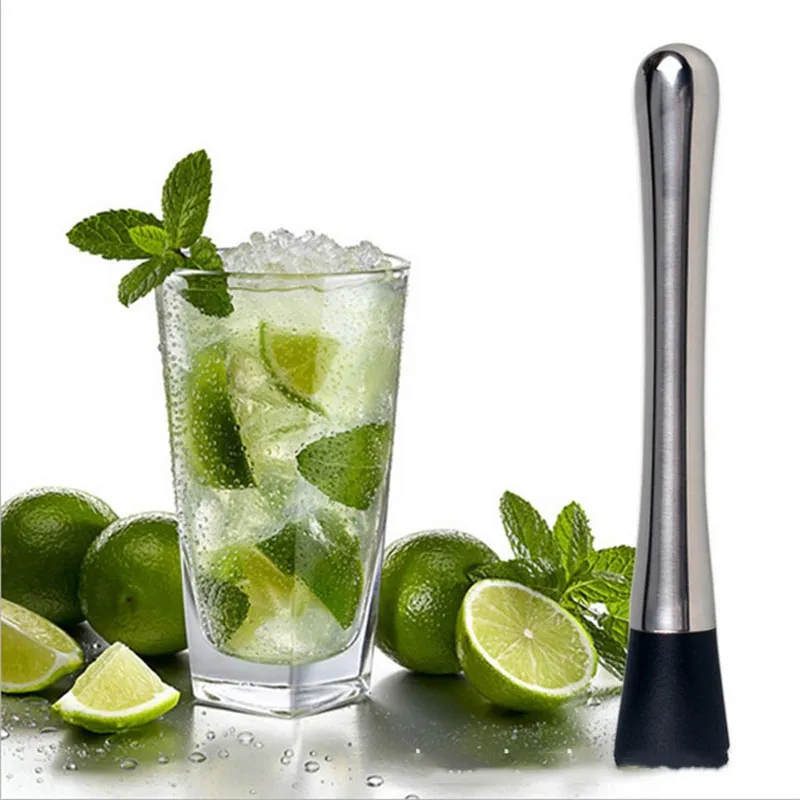 Muddler cocktail Mojito in acciaio inossidabile, mixer manuale frutta, martello, schiacciaghiaccio, spezie, smerigliatrice, testa in nylon, cucchiaio barista