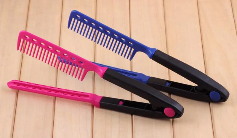 Moda V Tipo Digite Straightener Pente DIY Salão Cabeleireiro Estilo Ferramenta Curls Brush Combs Frete Grátis