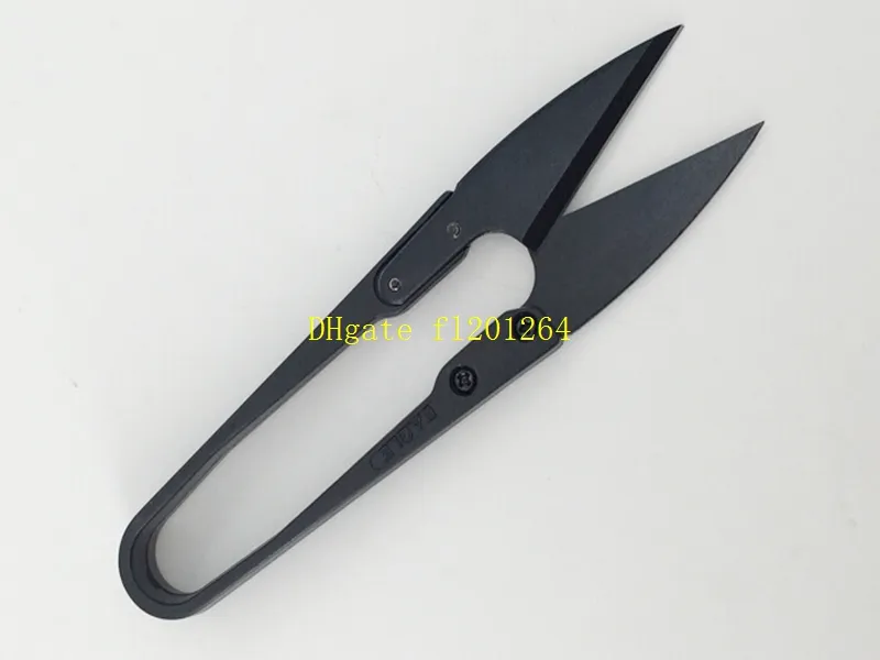 100 stks / partij Snelle verzending Hoge kwaliteit Carbon Steel Yarn Black Handle Thread Cross Stitch u Scissors Tailor Naaien Cutter