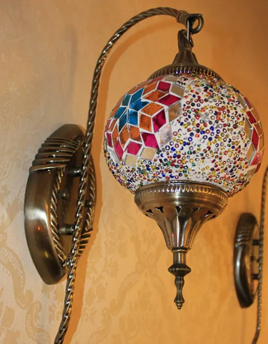 European-style Bohemian Mediterranean living room bedroom balcony bar bedside lamp mirror headlight mosaic wall lamp