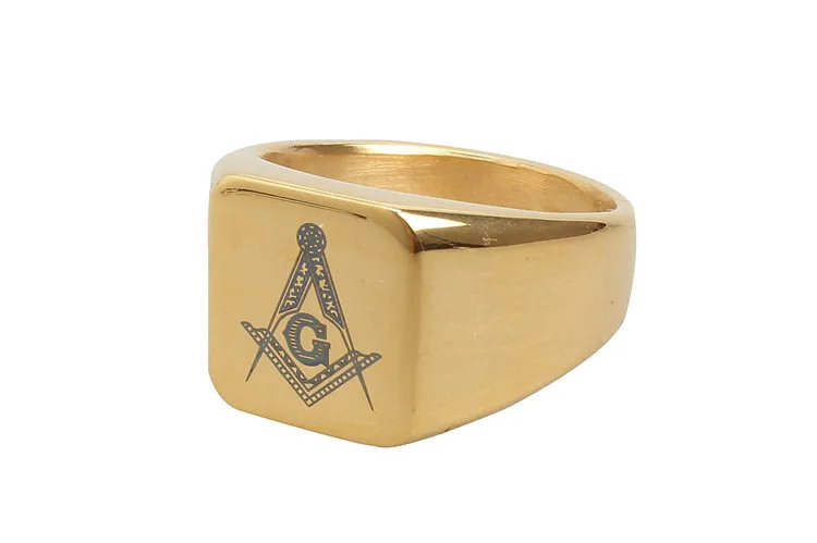 High Polished Simple Design Silver Gold Black Masonic Ring Jewel Gift Men's Stainless Steel Mason signet ring freemason rings jewellery Gifts Items