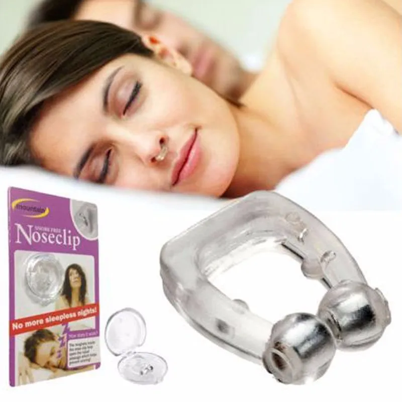 Silikon magnetisk anti snore stopp snarkning upphör näsklipp sömnbricka sovande hjälp apné skydd nattenhet med fodral