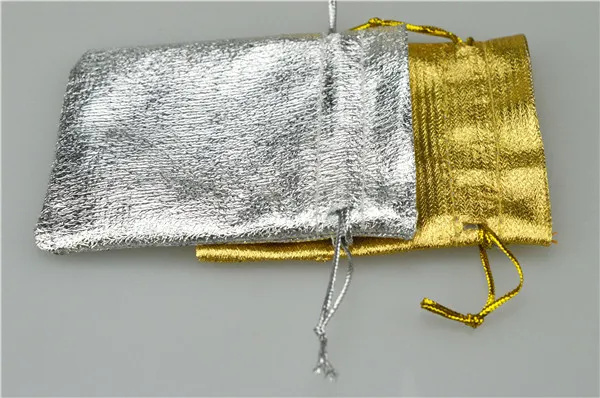 100 unids oro / plateado bolsas de tela joyería bolsa de regalo de la bolsa 7 x 9 cm 2.75x3.5 pulgadas bolsa