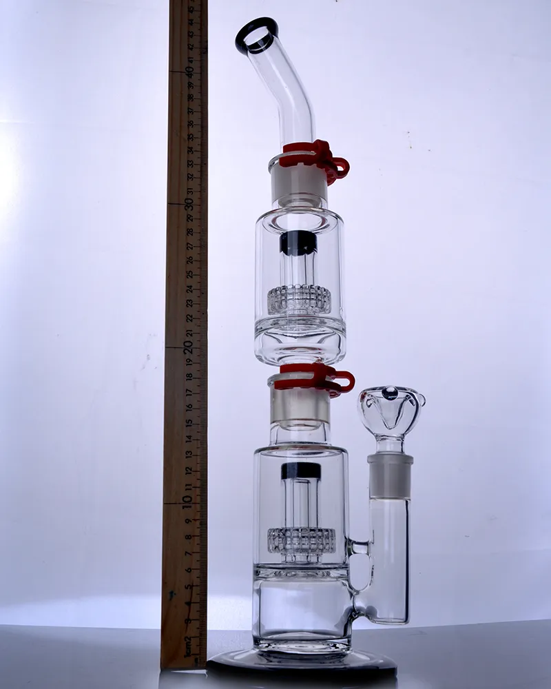 Zbuduj black Black Big Glass Bongs Duży Recykler z Matrix Perc Zdejmowane platformy oleju dla ptaków z klipami