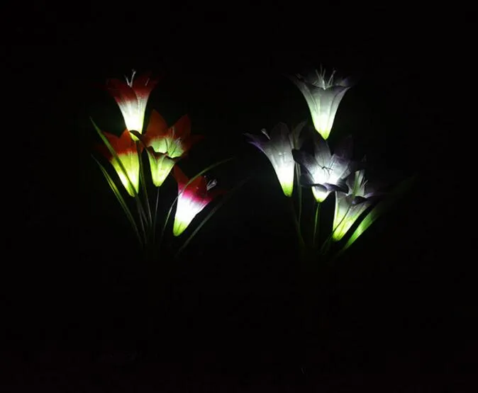 LED Solar Lamps Garden Lights LED Power Flower Stake Light Color Changing Outdoor Path Yard Decoration 4LED2068515