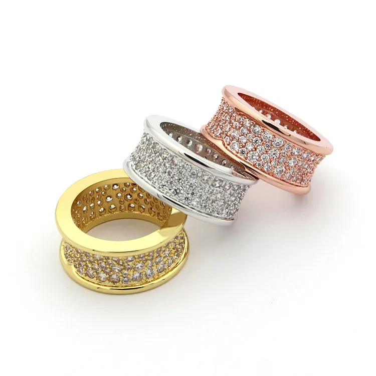 Fashiion Eleastic Brand rhinestone wedding ring full diamond spring joint brand for women Vintage rings men Jewelry 18k gold L9404028
