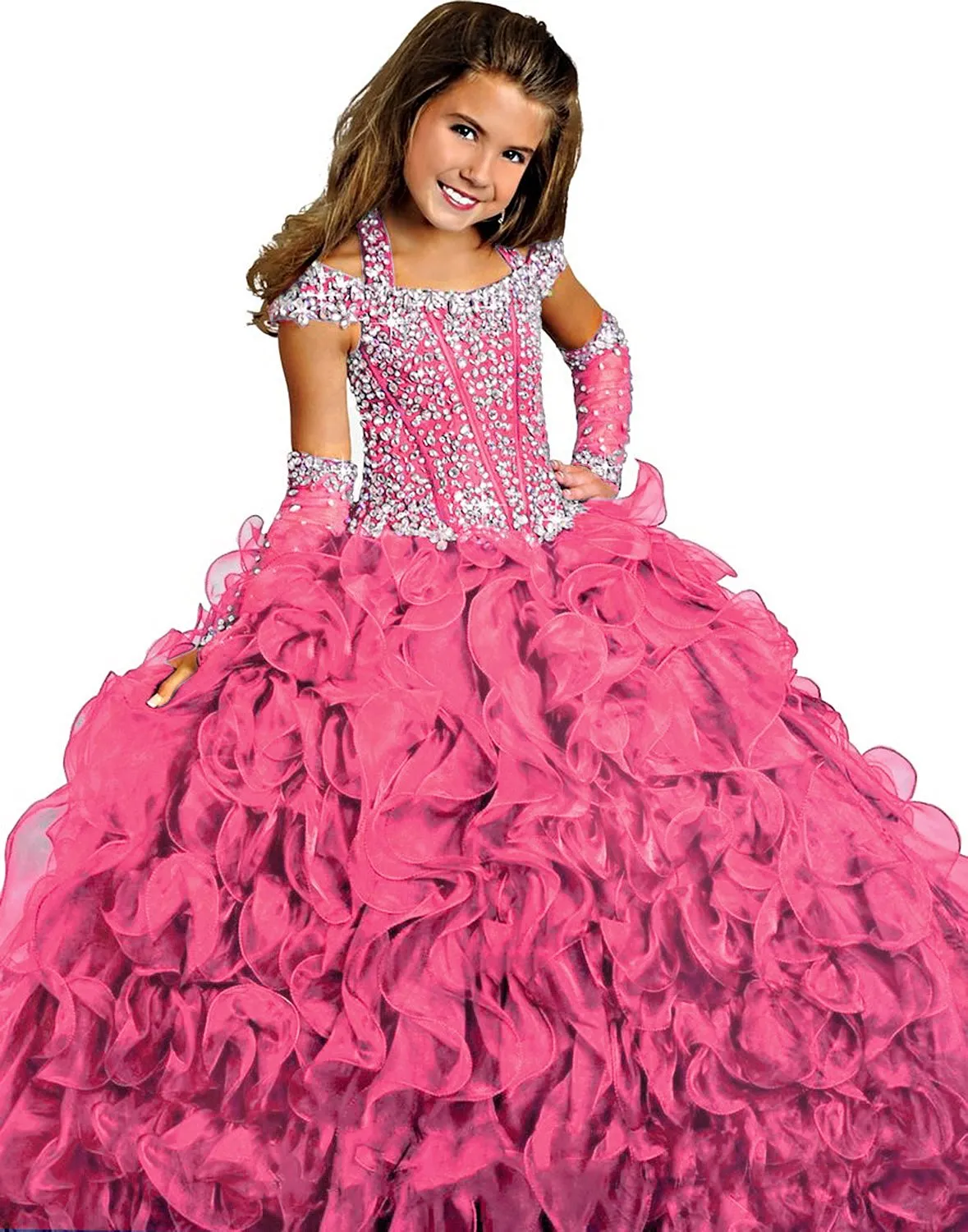 Ritzee Meninas 6679 Comprimento Contas Halter meninas Pageant Vestidos pouca bola menina vestido Big Crianças completa Cap Sleeve Custom Made Meninas Partido Vestidos