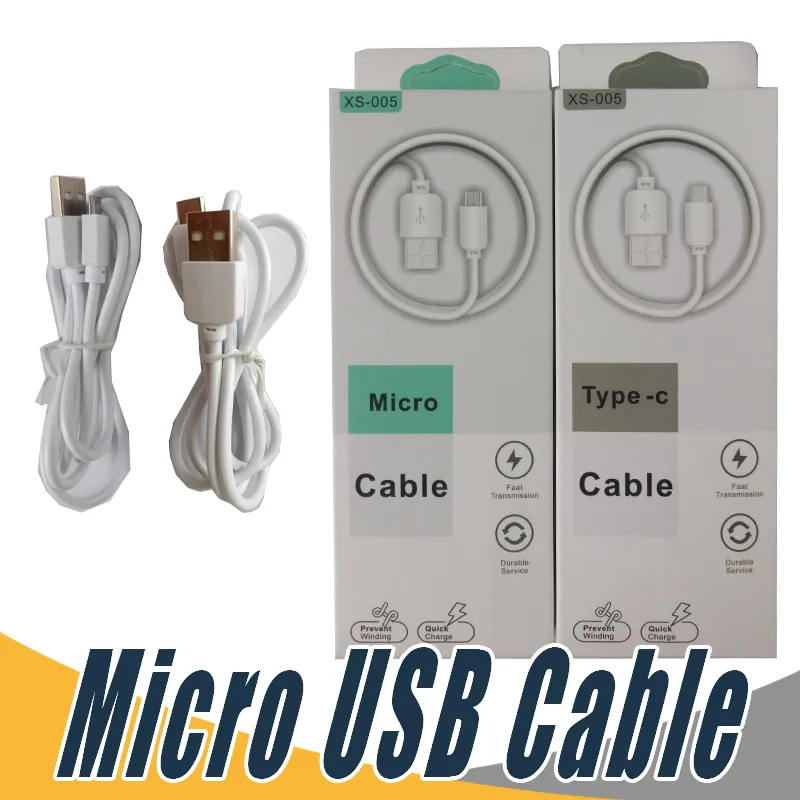 Cabo micro USB de boa qualidade Tipo C Cabos de dados do carregador com pacote de varejo para Samsung S22 S21 S20 Note 20 A32 A33 A72 Xiaomi LG OPP Huawei Carregadores de smartphone