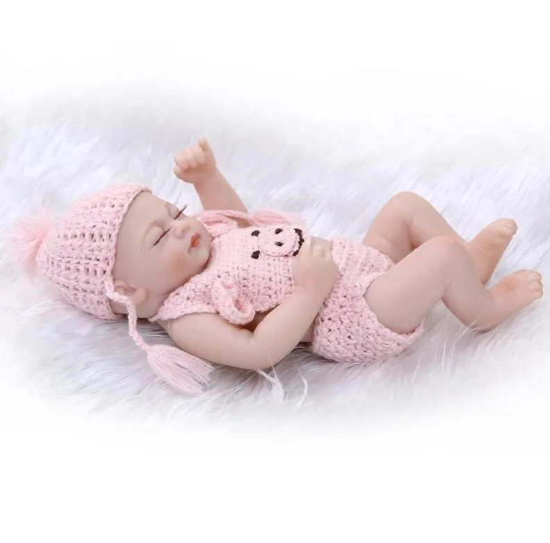 Mini 28cm Full Vinyl Reborn Baby Doll Silikonowe Realistyczne Dla Dzieci Brown Eyes Xmas Prezent
