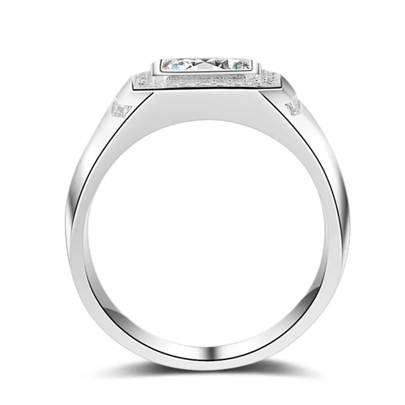 YHAMNI Fashion 925 Sterling Silver Ring 1 Carat 6mm CZ Diamond For Men Wedding Party Gift Fine Jewelry MJZ0347648051