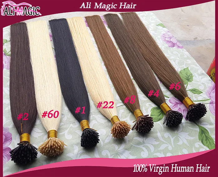 I Tip Estensioni dei capelli umani Estensioni dei capelli con punta cheratina fusa Colore dei capelli di fusione All'ingrosso Ali Magic 100g 100 fili