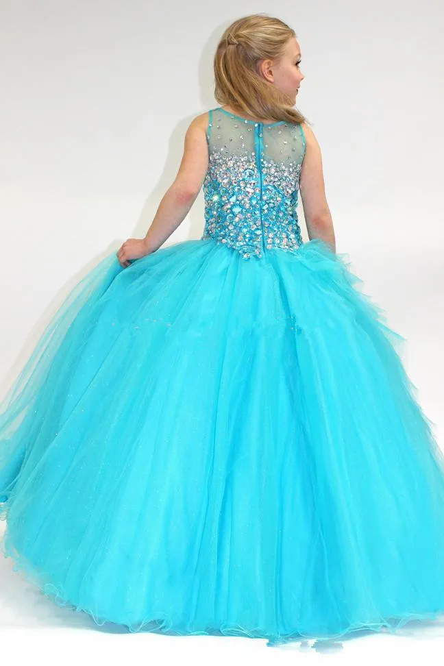 2022 Lime Green Ball Gown Bateau Sheer Crystals Girl039S Pageant Dresses Ruffles A Line Flower Girl Dresses Formal Gowns Party 6510807
