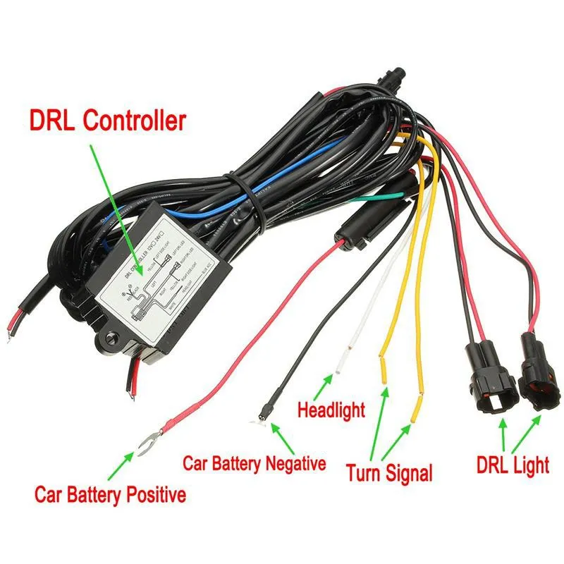 LED DRL 주간 주행 조명 릴레이 하네스 컨트롤러 켜기 끄기 DIMMER 자동차 DRL 주간 주행 조명 DC 12V 30W 동기식 스티어링 기능