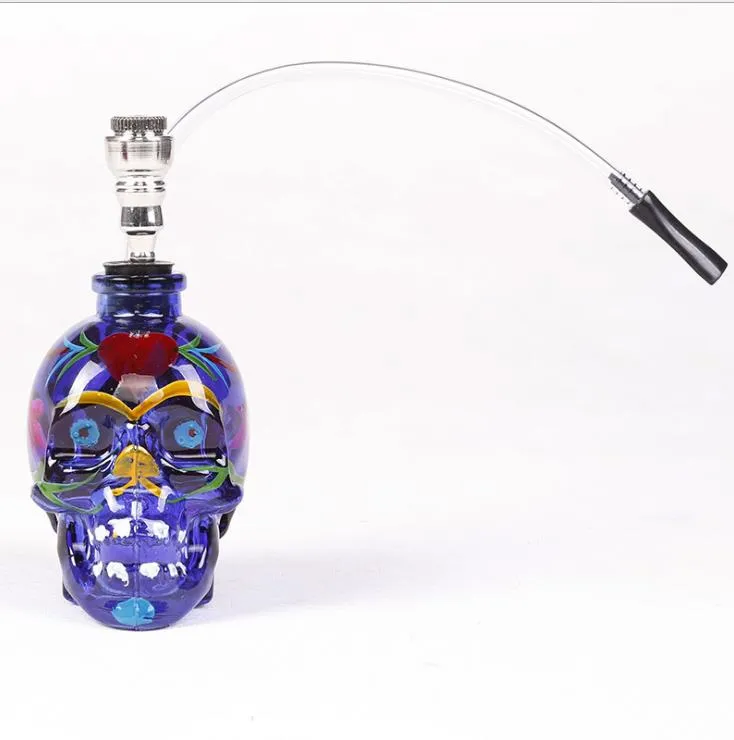 Glass color skull pipe smoke pipe with cigarette