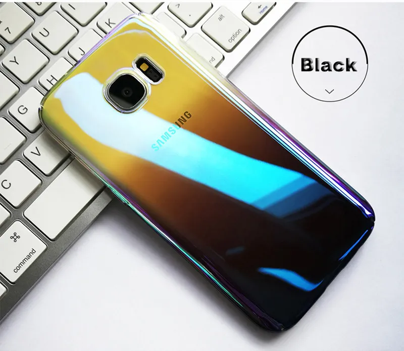 Aurora dégradé couleur Transparent dur PC coque de téléphone pour Samsung galaxy S7 S7 bord couverture luxe galvanoplastie étui d'origine