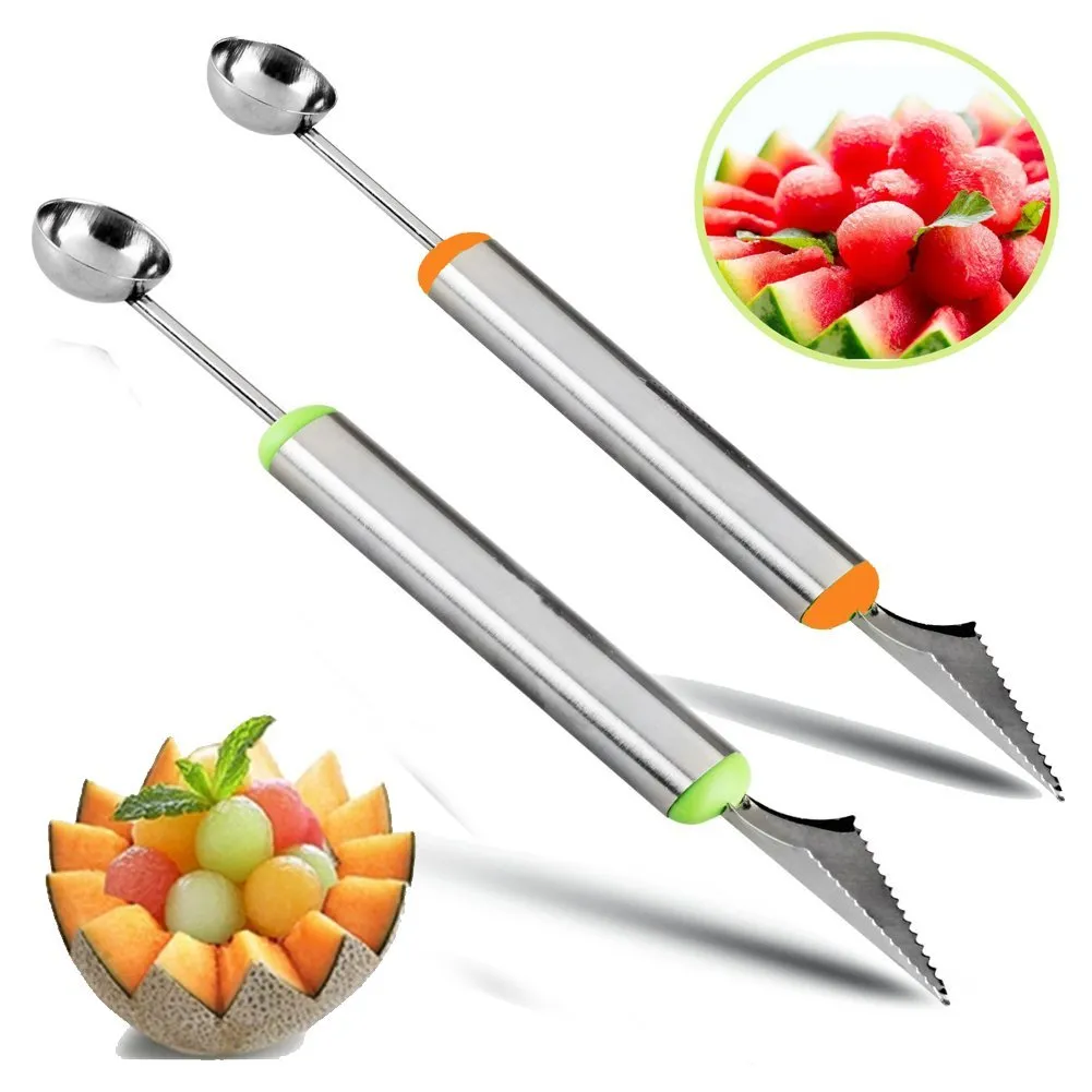 Strona główna Kuchnia Bar Owoc Carving Nóż Knife Watermelon Kantalupa Melon Dig Ball Scoop Dla DIY Sałatki owocowe