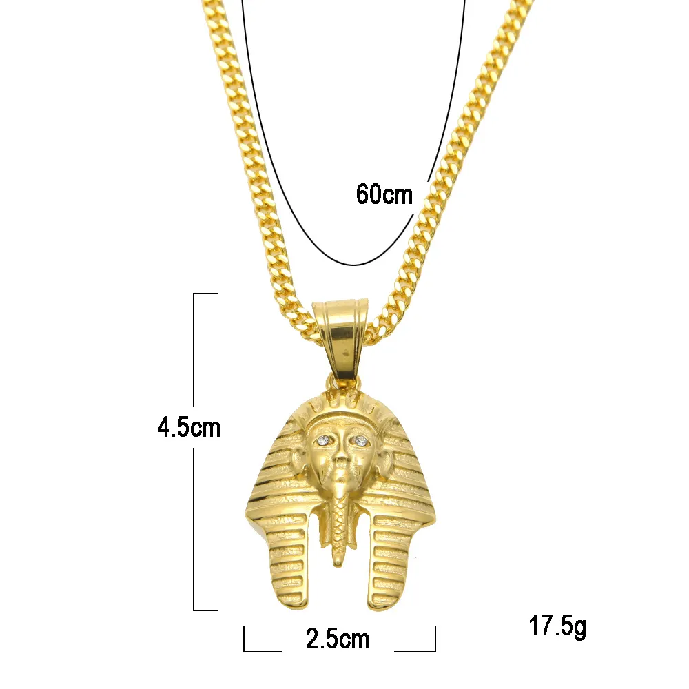 Egyptian Pharaoh Cleopatra Pendant Ancient Egypt Jewelry Hip Hop Necklace Link Chain 24k Pure Gold Plated Necklace