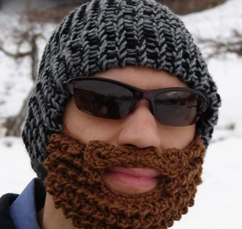 Inverno moda bigode chapéu artesanal de malha crochet barba chapéu de bicicleta máscara de esqui boné romano cavaleiro polvo fresco gorro engraçado presente grátis shipp