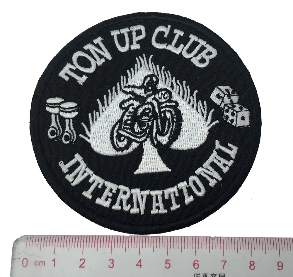 Brand New Ton UP Club International Embroidered Patch Motorcycle Patch Iron On Clothing Wholesale Acceptable 