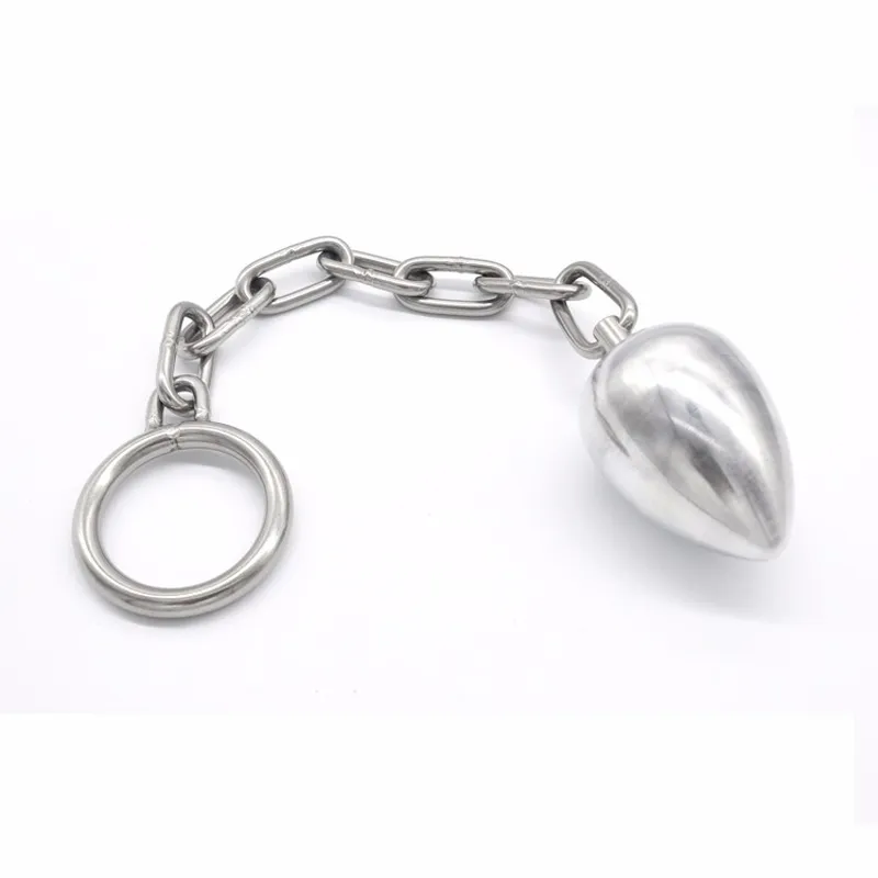 New Male Stainless Steel Chain Anal Plug Butt Beads With Cock Penis Ring Chastity Belt Device BONDAGE BDSM Sex Toys